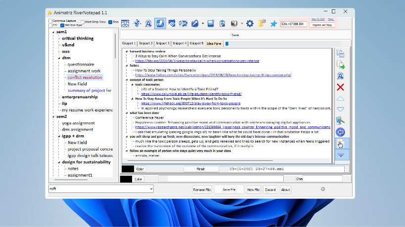 Study mind maps with integrated URL linking for connected research