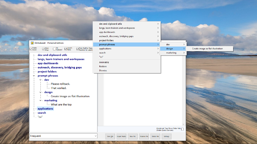 WriteAssist: Prompt and phrases helper for faster input